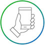 Icon of a hand holding a mobile phone