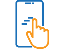 Icon of mobile phone with a hand swiping the screen