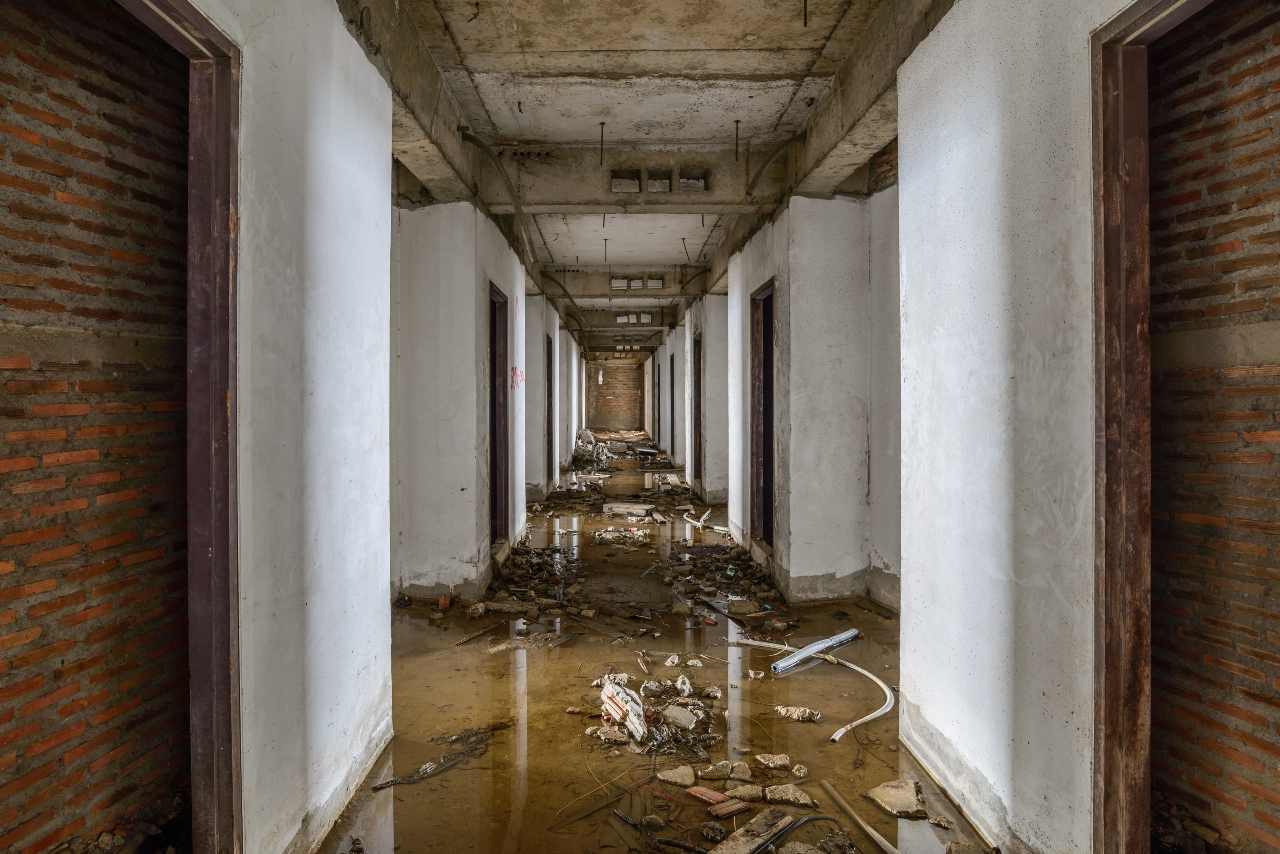 Industrial building flooded