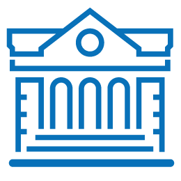 blue icon of financial building